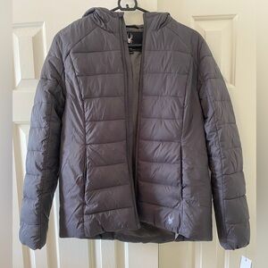 Gray Puffer Jacket with Hood